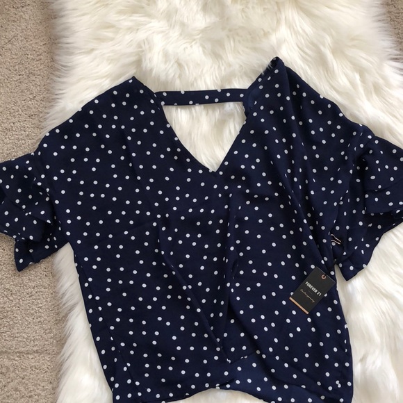 Polka dot navy blue top - Picture 1 of 2